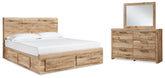 J&M Furniture - Ashley Furniture - Hyanna Queen Panel Storage Bed with 1 Side Storage, Dresser and Mirror - Queen Panel Storage Bed with 1 Side Storage, Dresser and Mirror - B1050B7